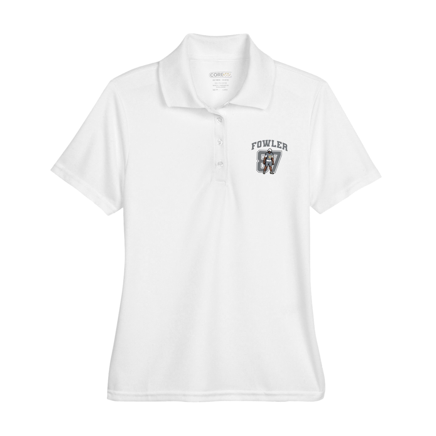 Womens Performance Polo — Number in White