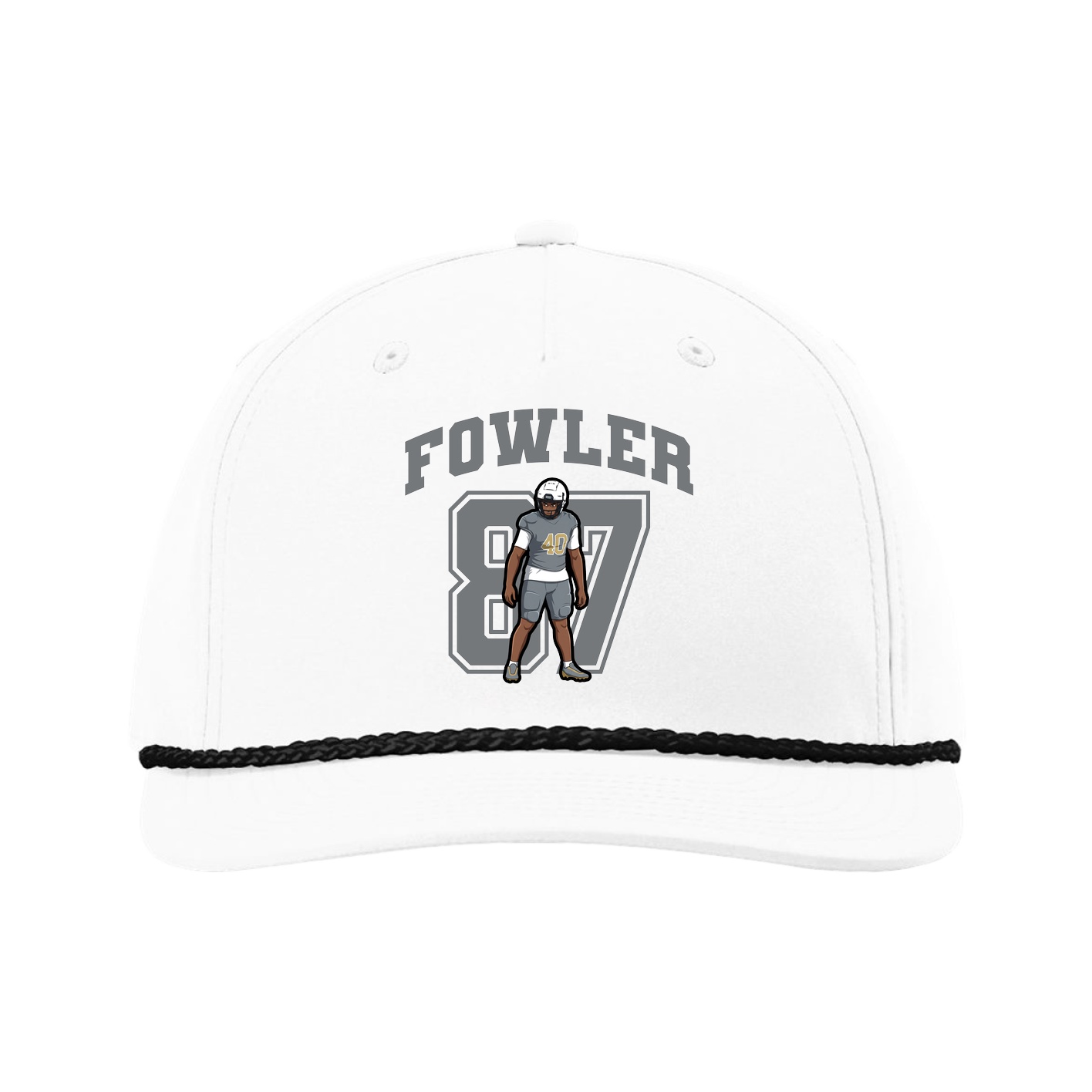 Five-Panel Classic Rope Cap — Number in White