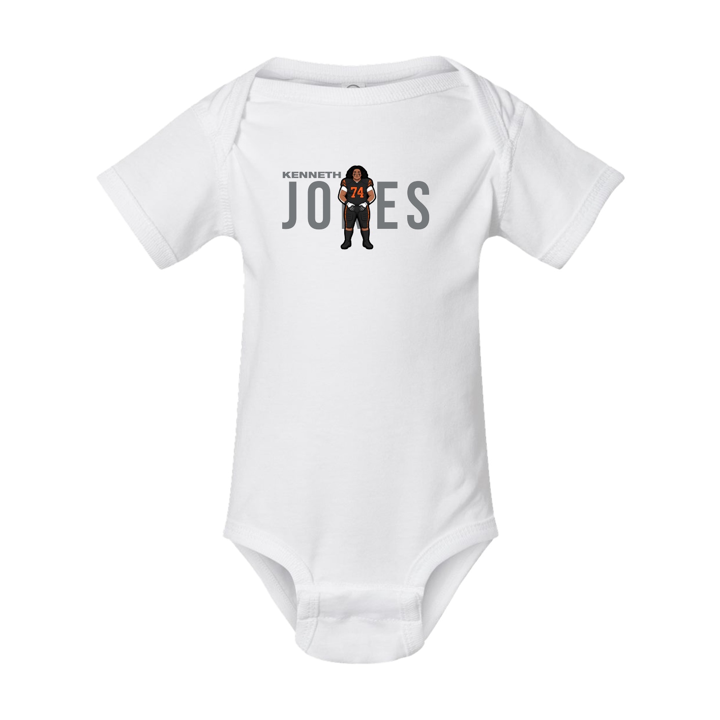 Baby Onesie — Player Name in White
