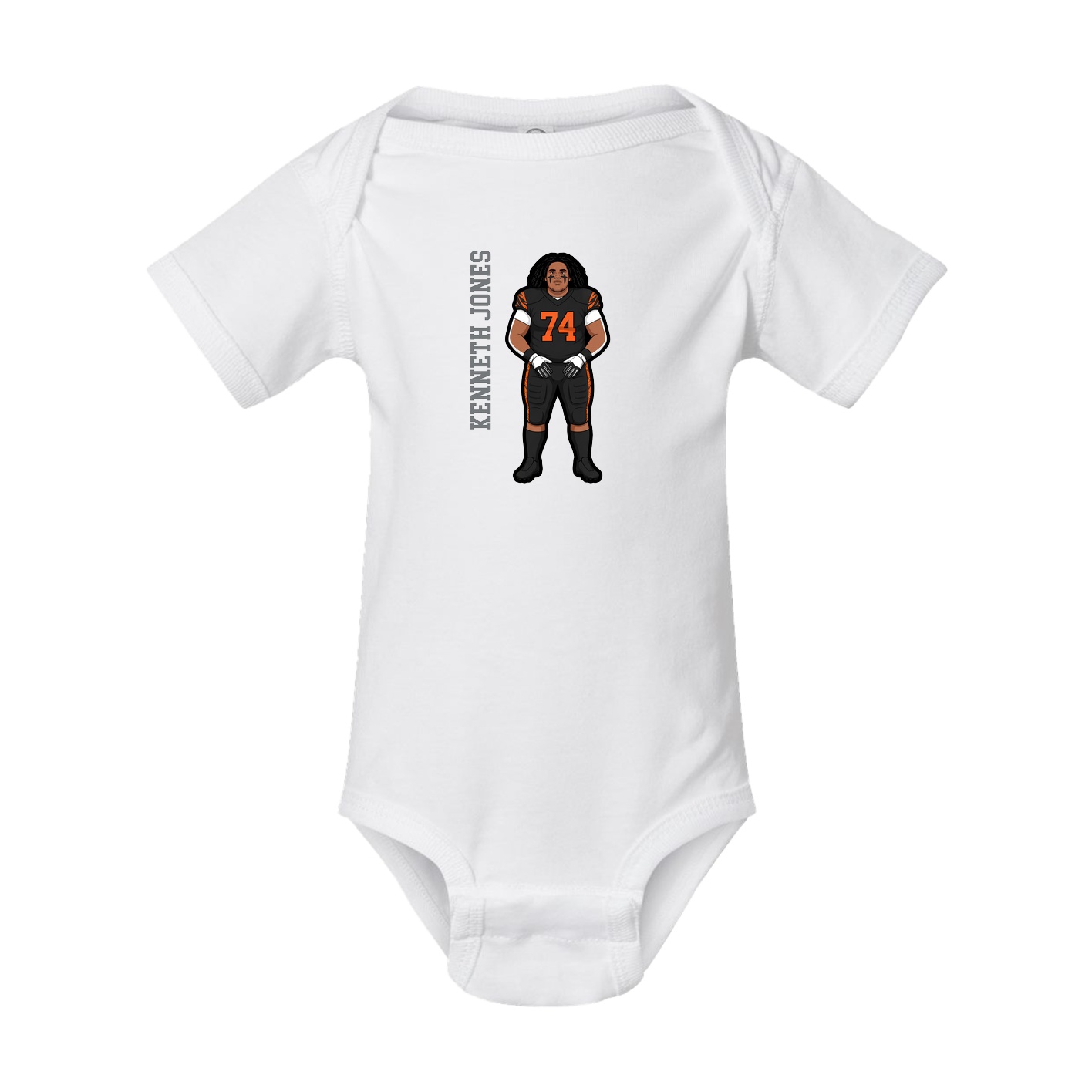 Baby Onesie — Name Vertical in White