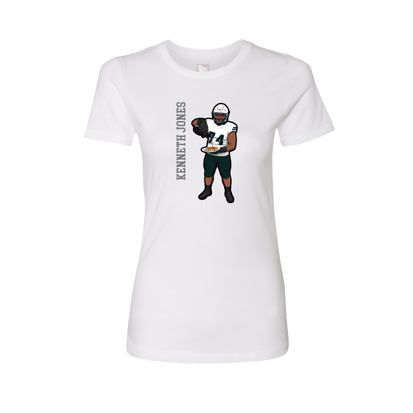 Fitted Women's Tee — Name Vertical in White