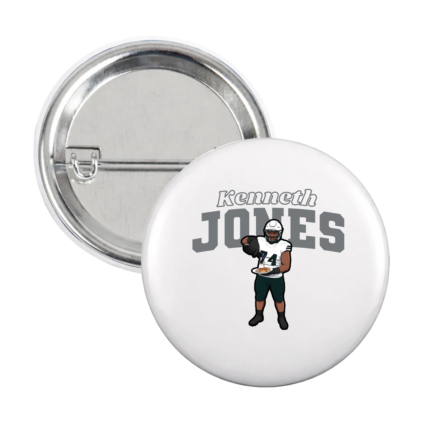 Game Day Button — Name Arch in White