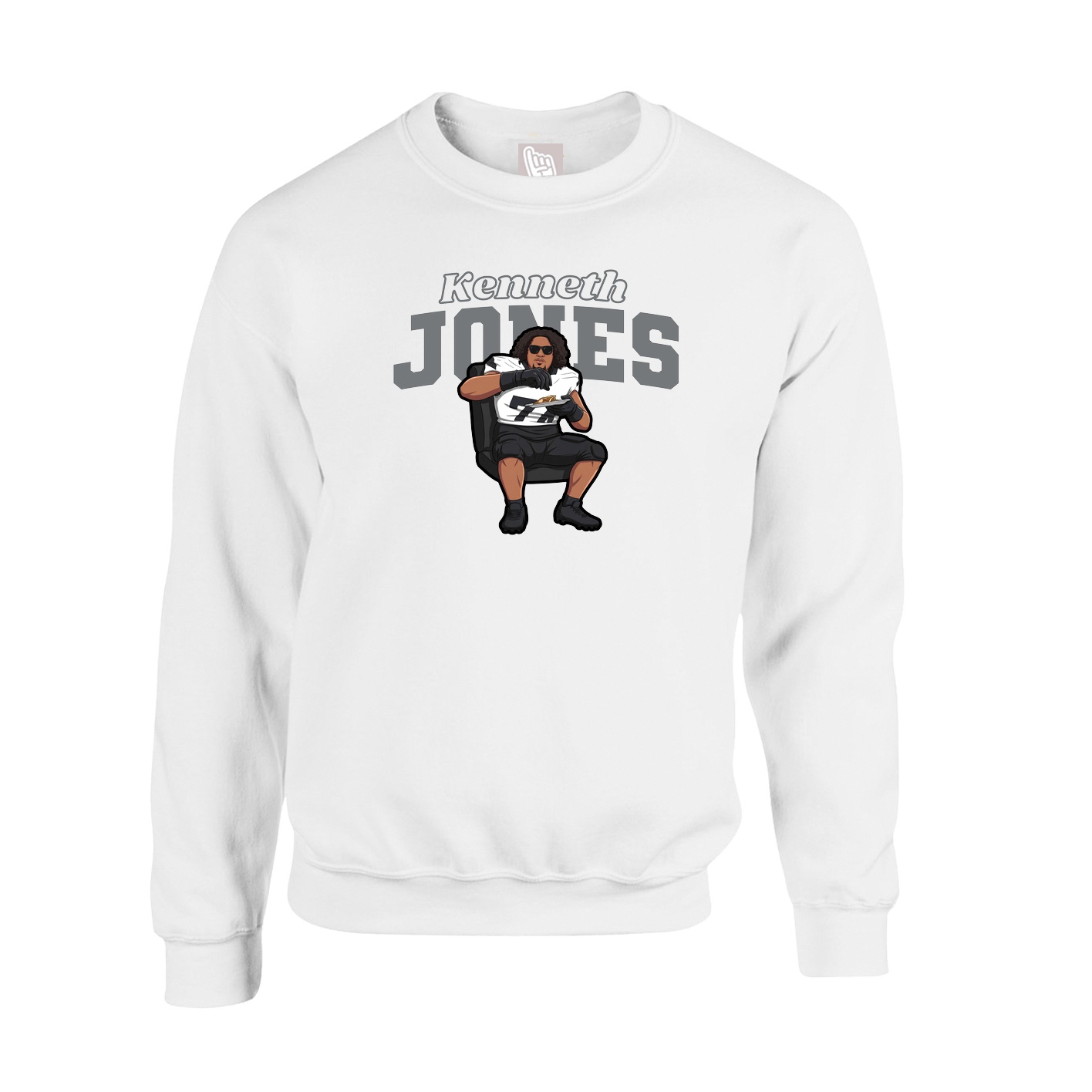 Fleece Crew — Name Arch in White