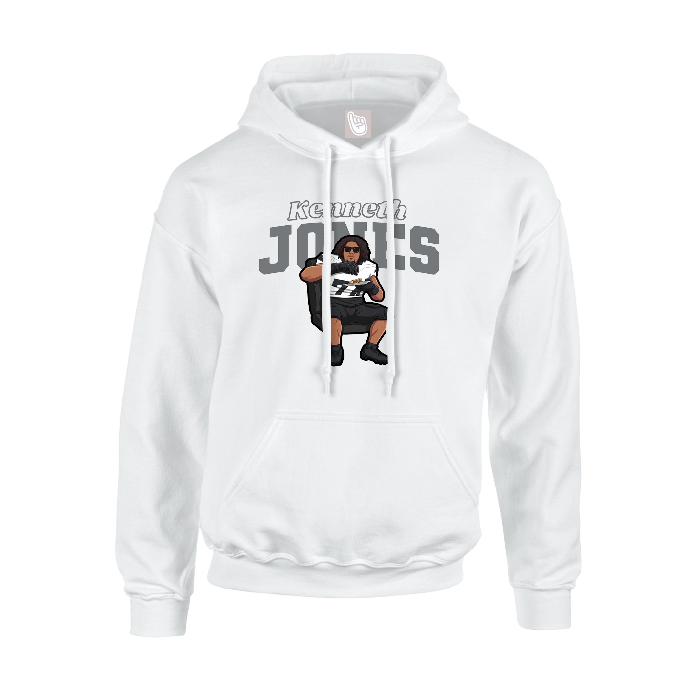 Youth Hoodie — Name Arch in White