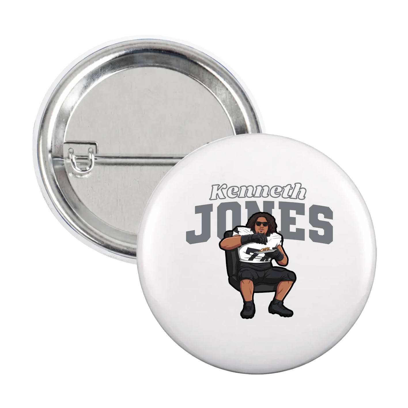 Game Day Button — Name Arch in White