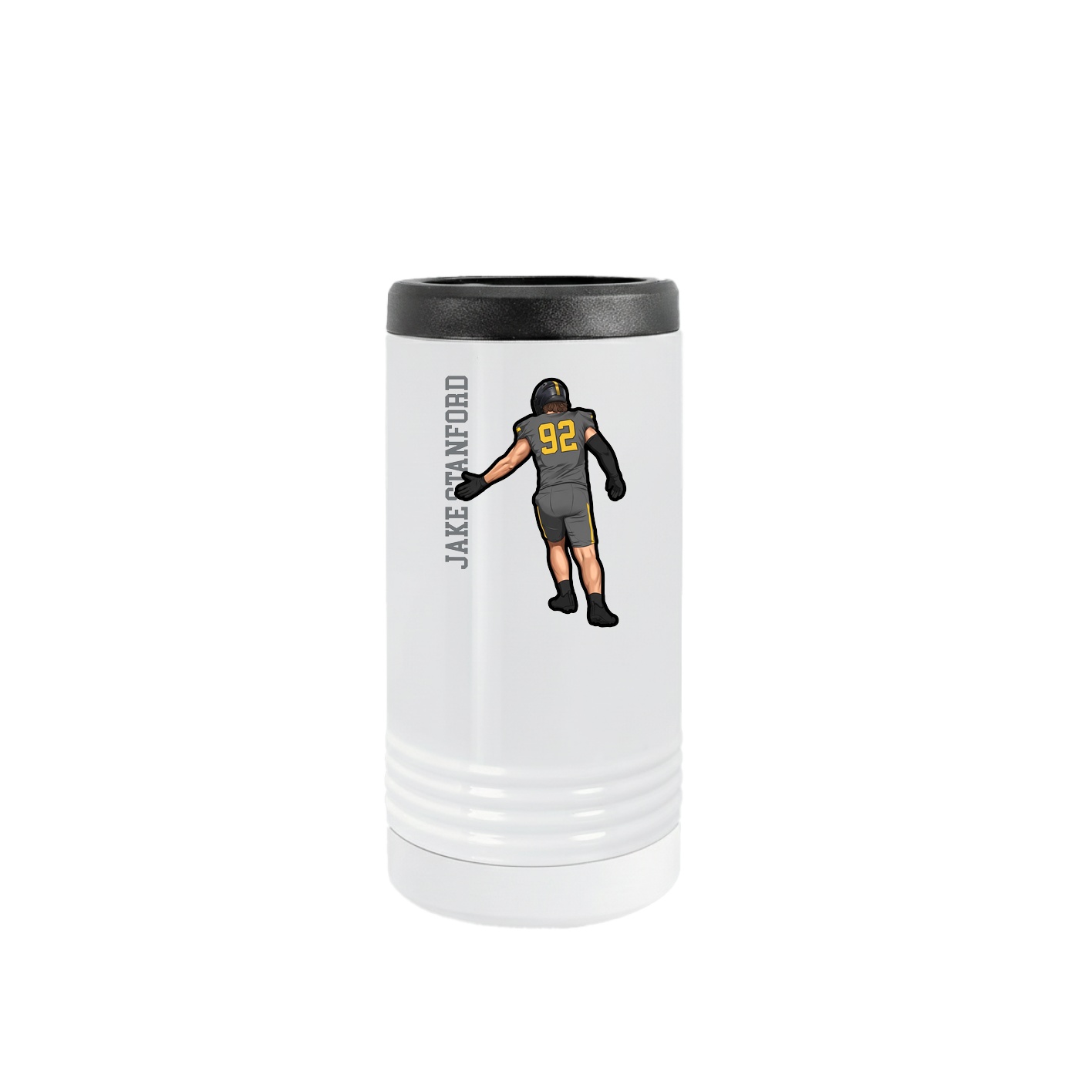 Slim Beverage Holder — Name Vertical in White