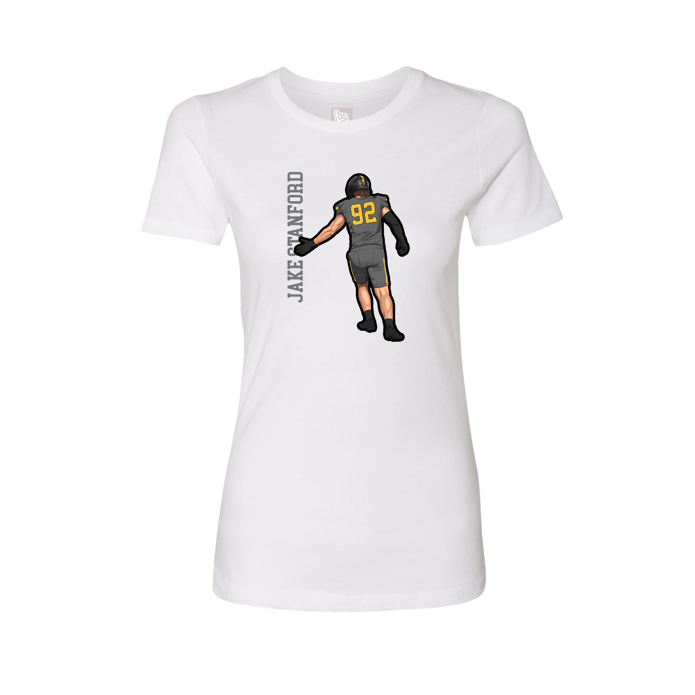Fitted Women's Tee — Name Vertical in White