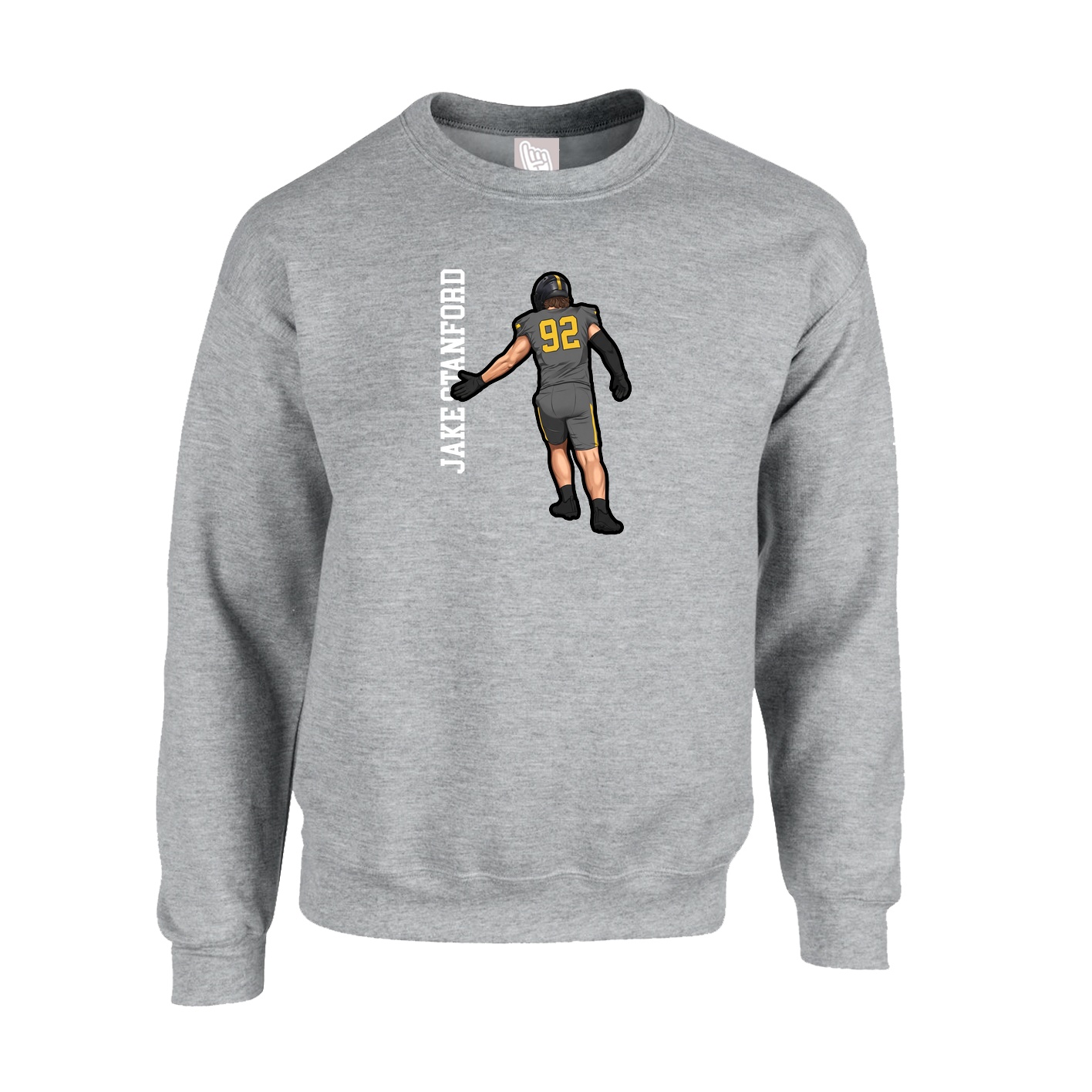 Fleece Crew — Name Vertical in Grey