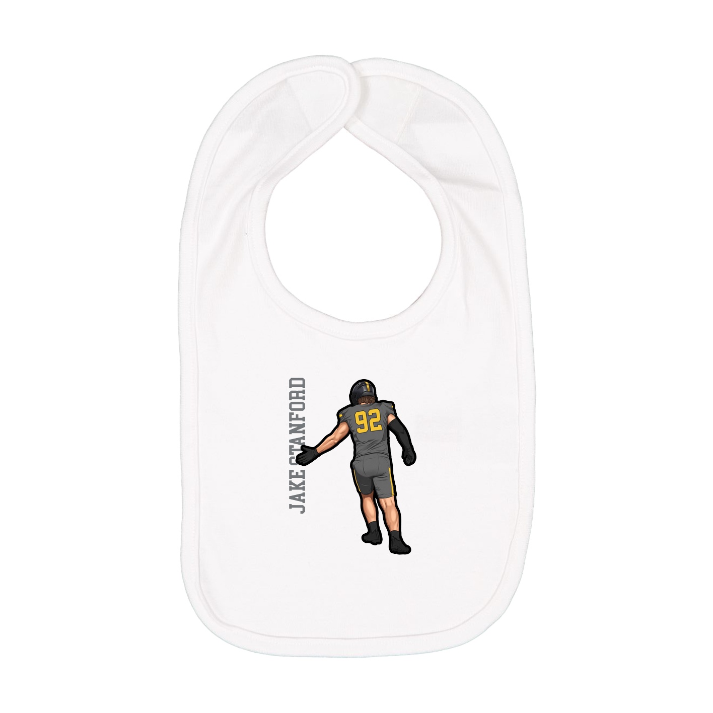 Infant Bib — Name Vertical in White