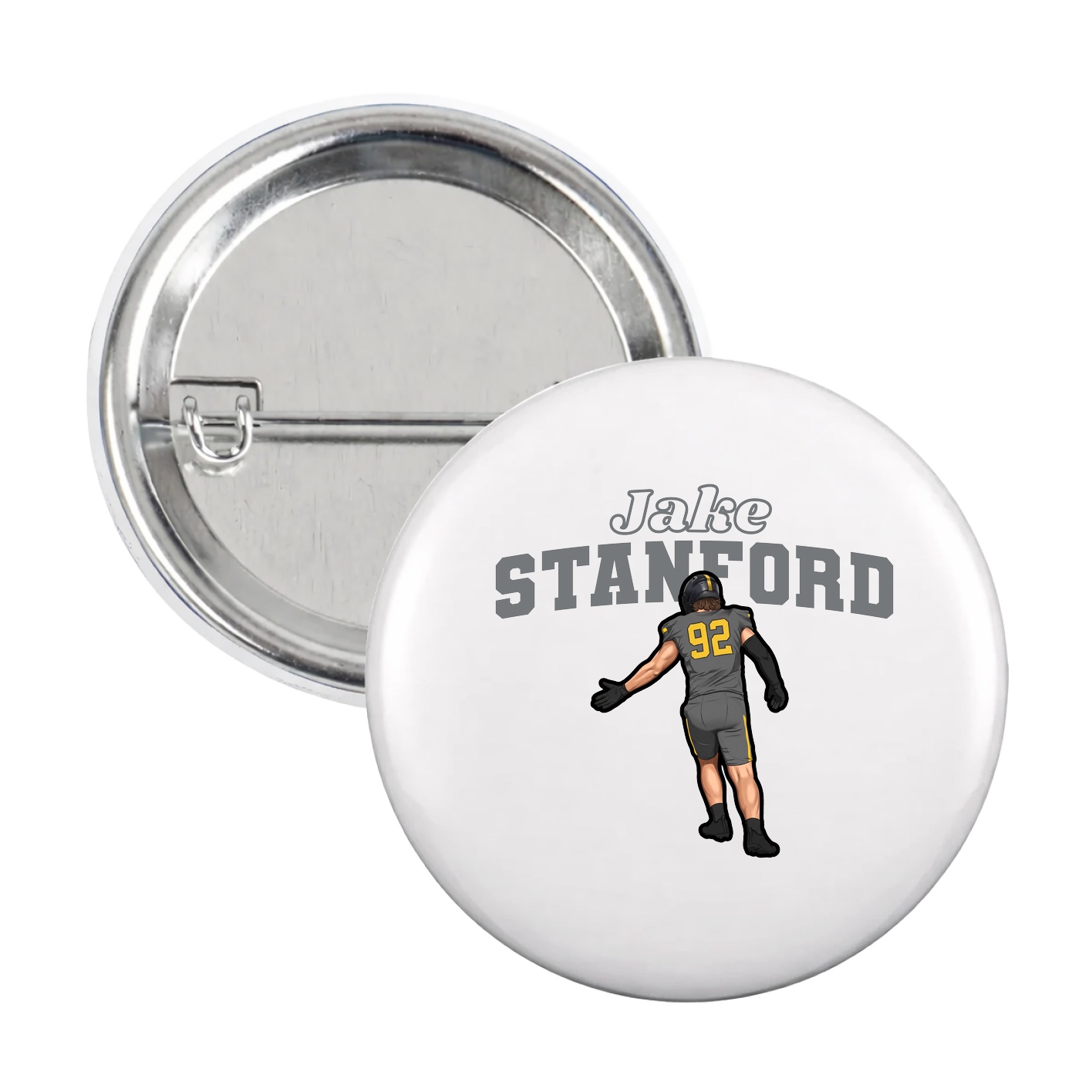 Game Day Button — Name Arch in White