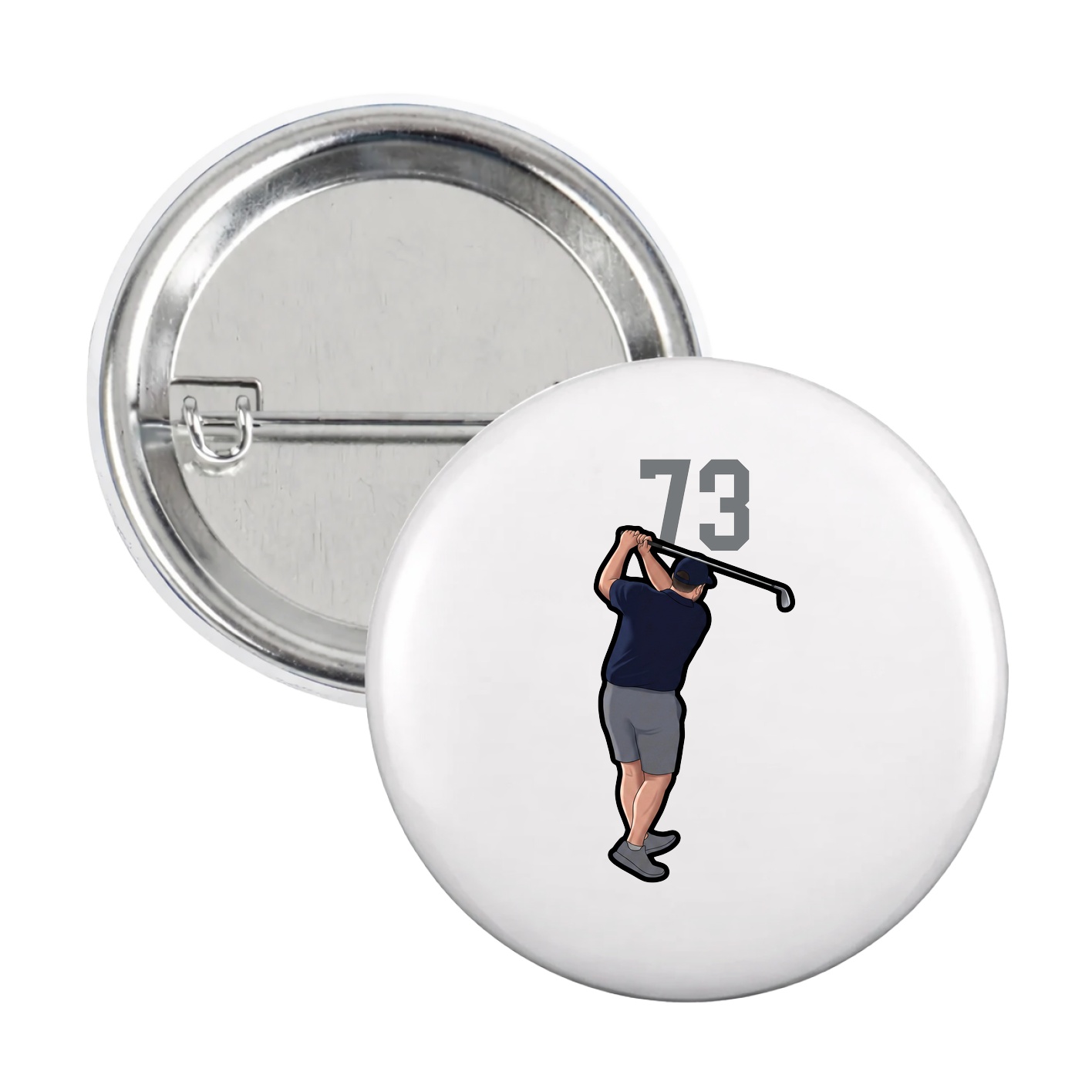 Game Day Button — Number Top in White
