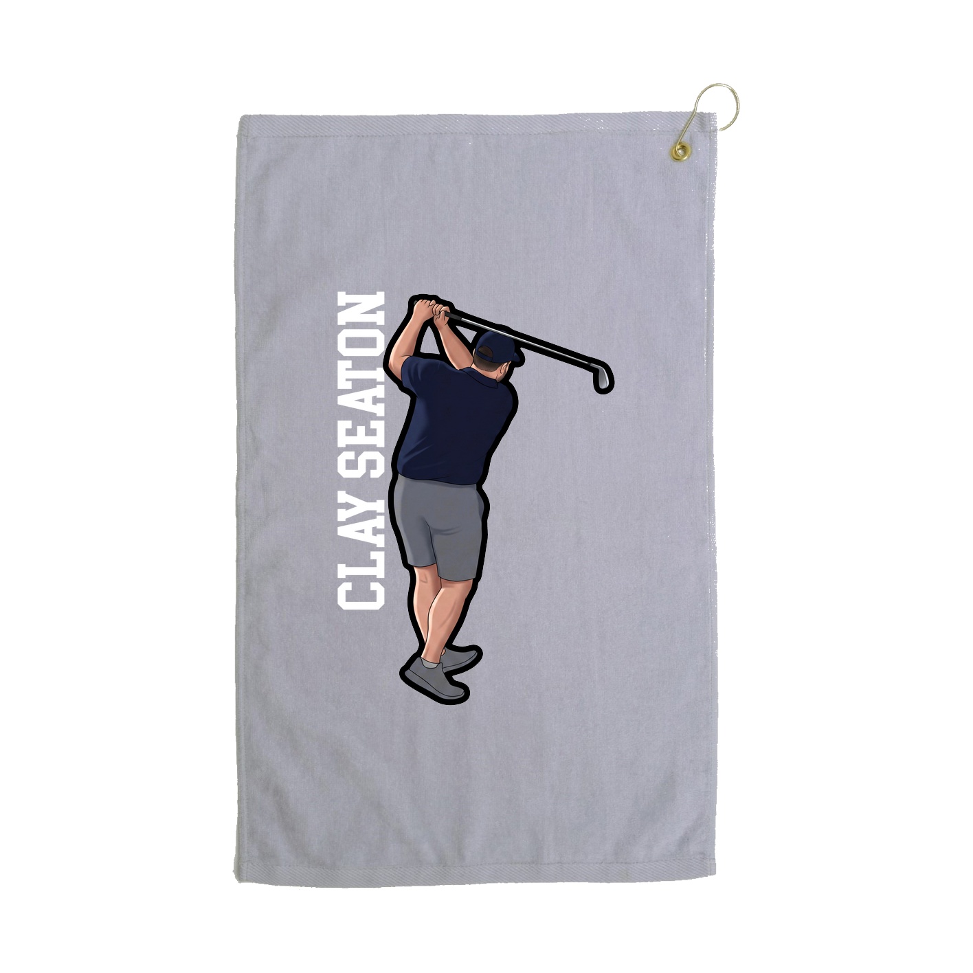 Golf Towel — Name Vertical in Grey