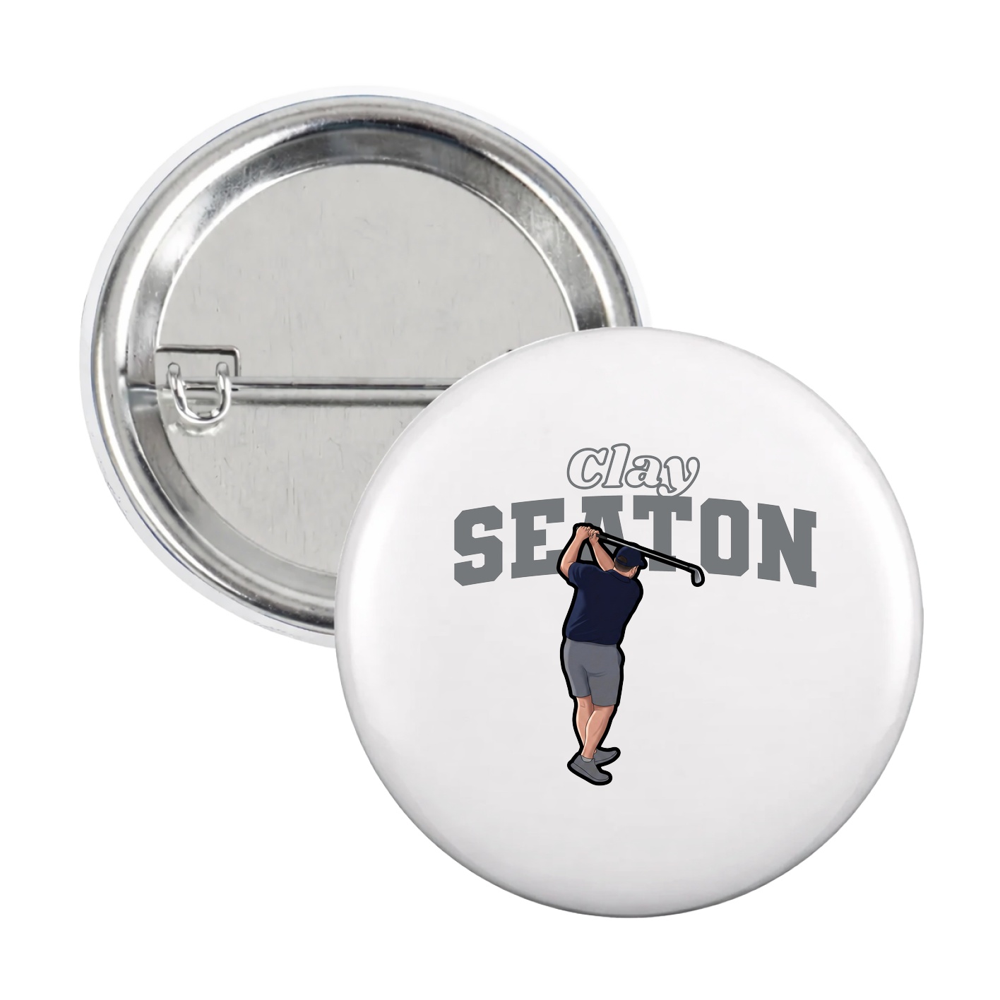 Game Day Button — Name Arch in White