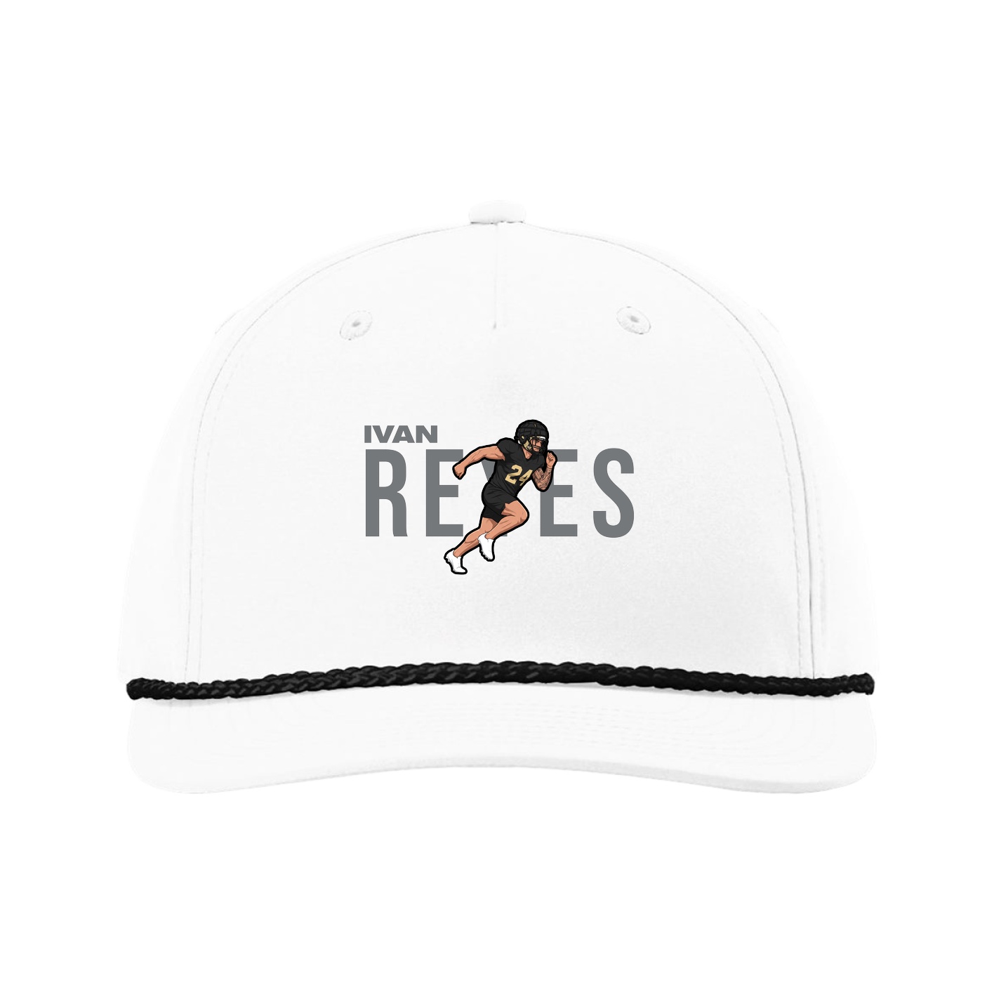 Five-Panel Classic Rope Cap — Player Name in White