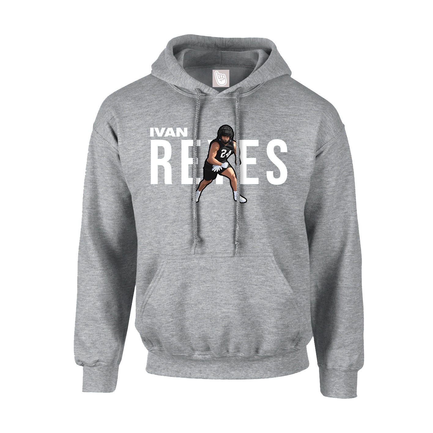 Hoodie — Player Name in Grey