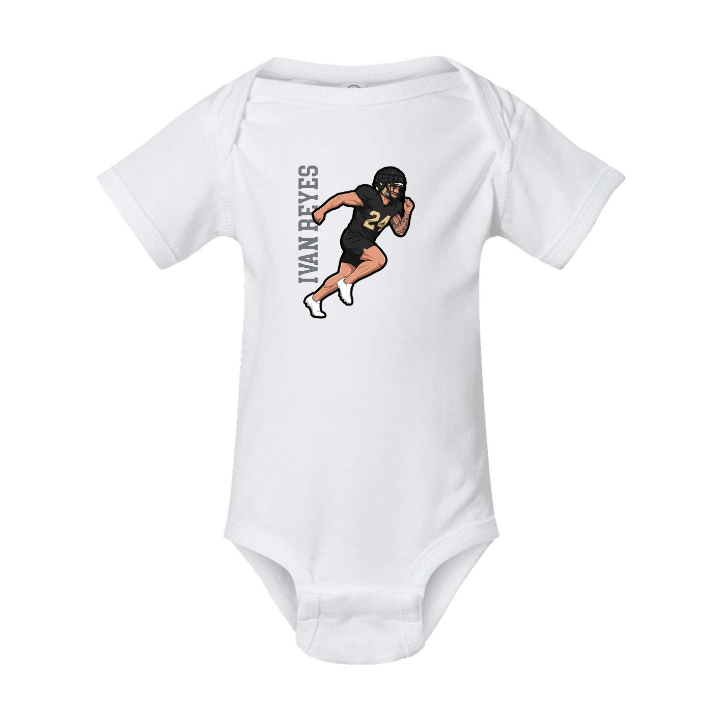 Baby Onesie — Name Vertical in White