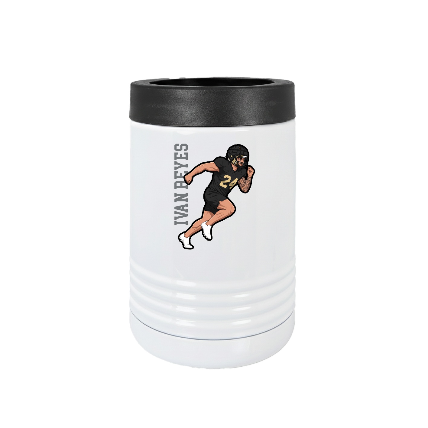 Beverage Holder — Name Vertical in White
