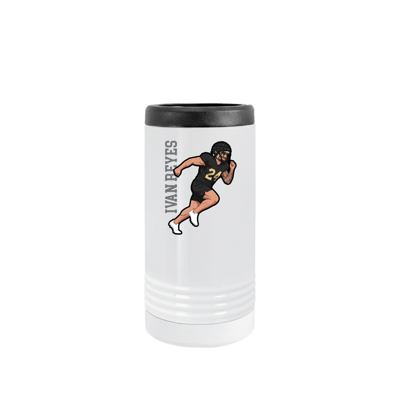 Slim Beverage Holder — Name Vertical in White