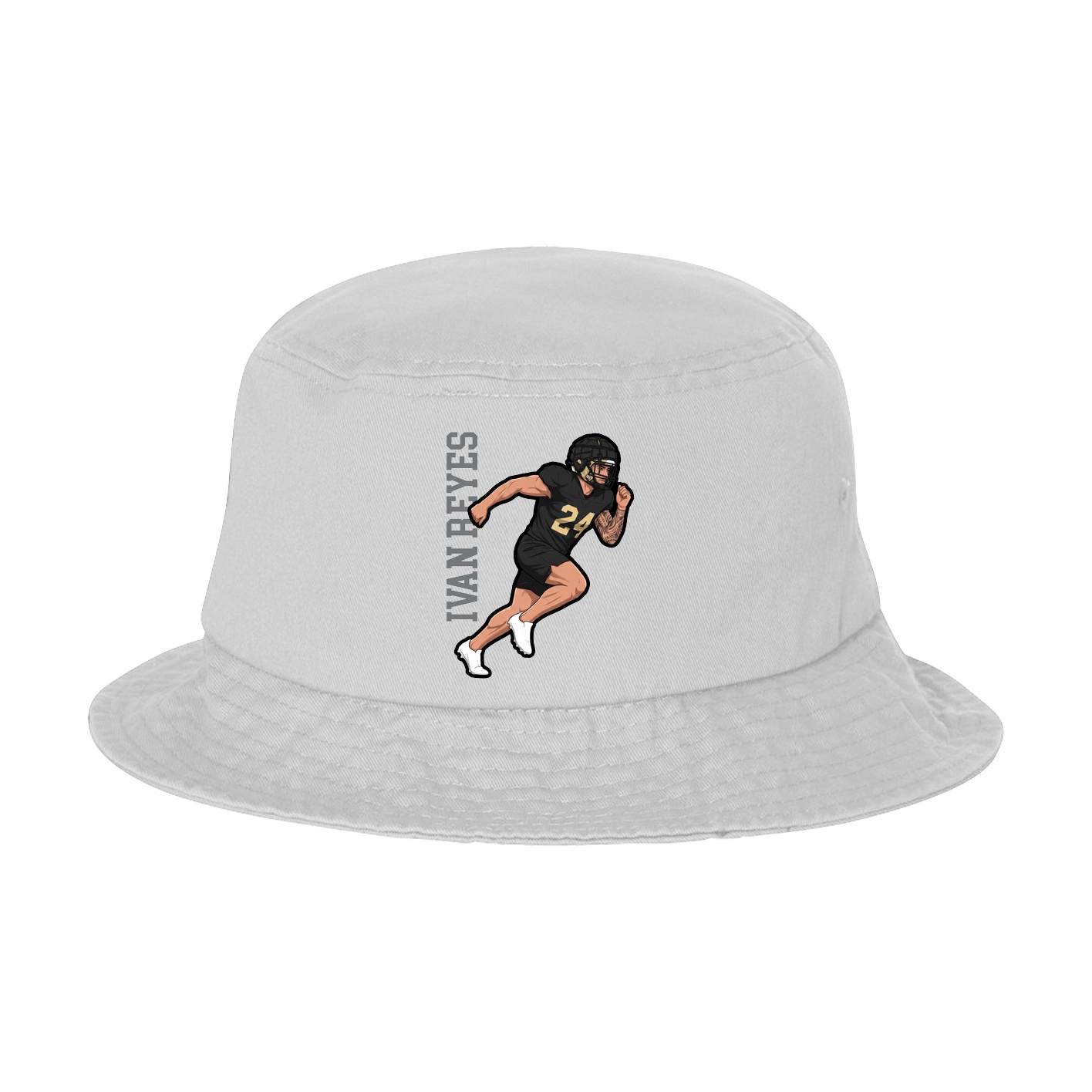 Bucket Cap — Name Vertical in White