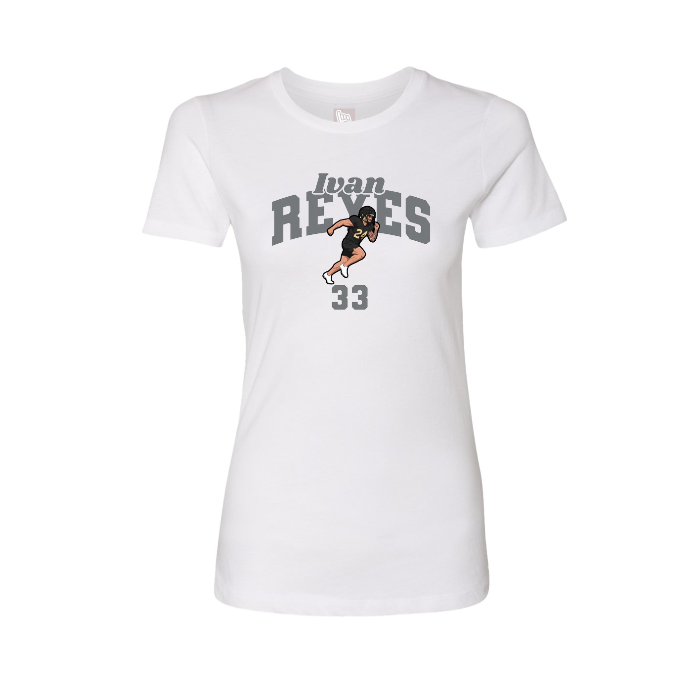 Fitted Women's Tee — Signature Arch in White