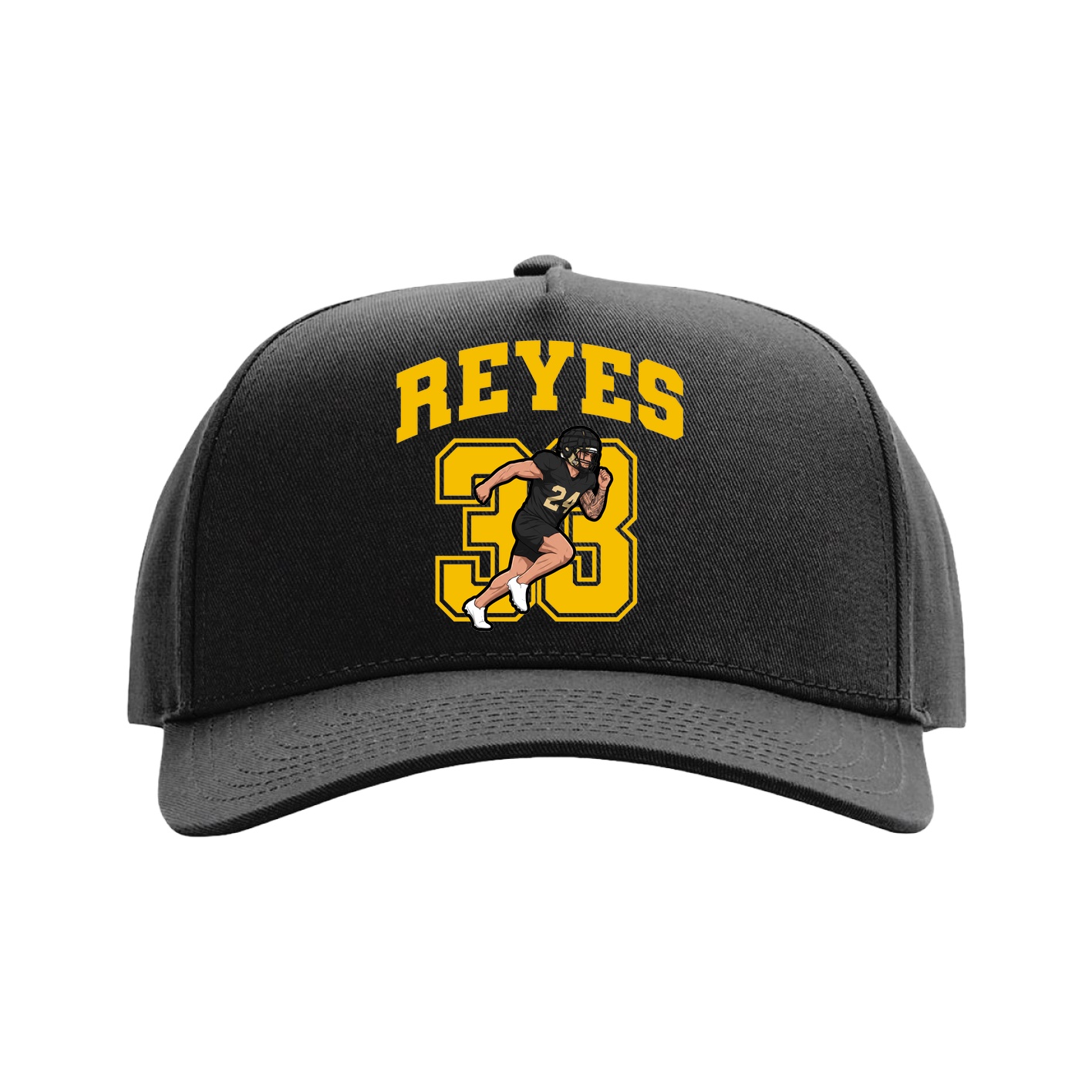 Full Fabric Five-Panel Champ Cap — Number in Black
