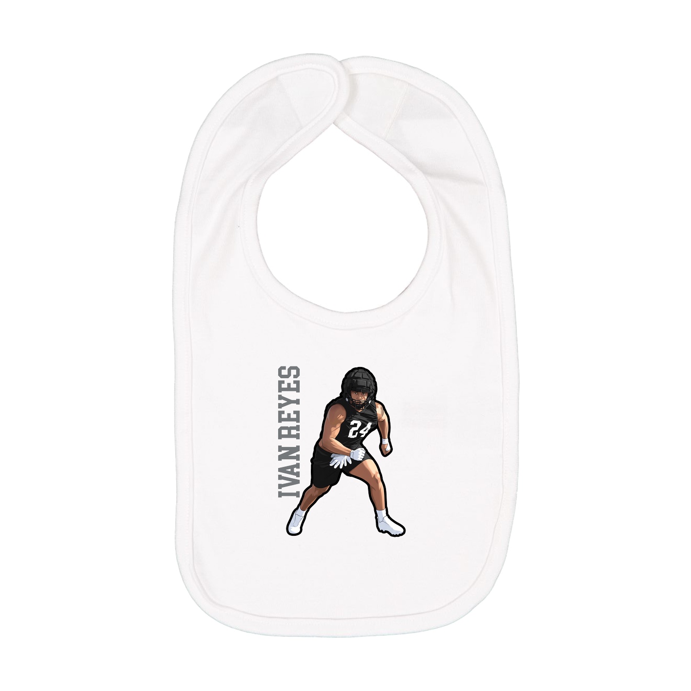 Infant Bib — Name Vertical in White