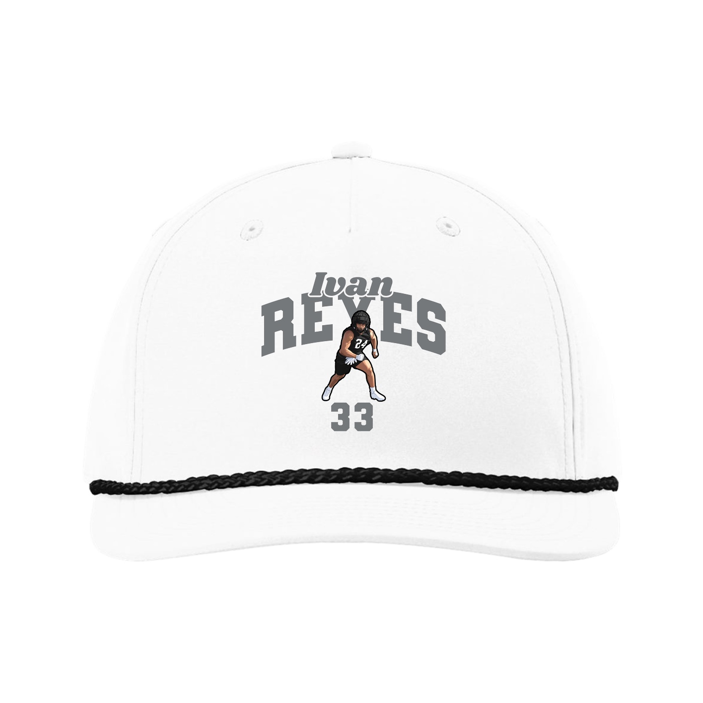 Five-Panel Classic Rope Cap — Signature Arch in White