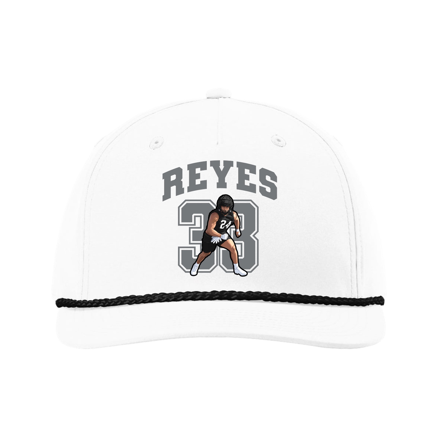 Five-Panel Classic Rope Cap — Number in White