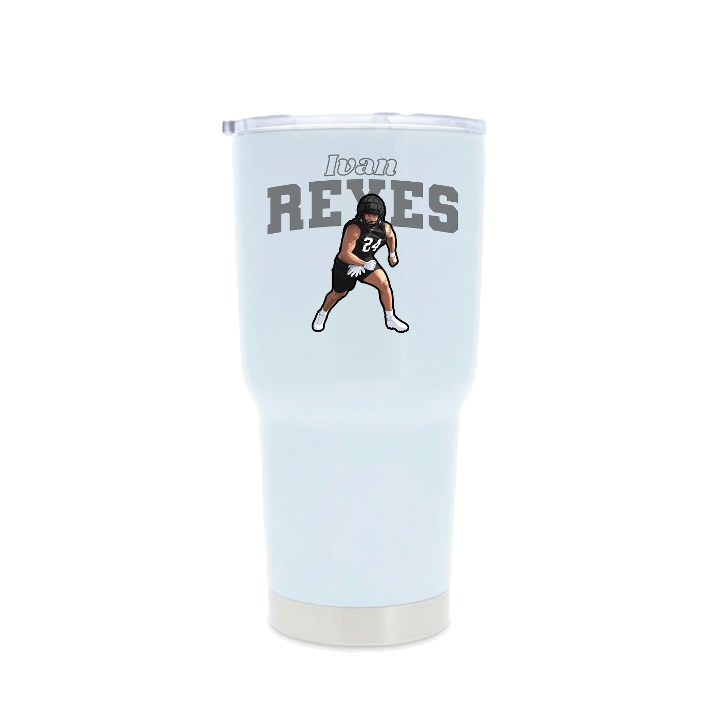 30oz Stainless Steel Tumbler — Name Arch in White