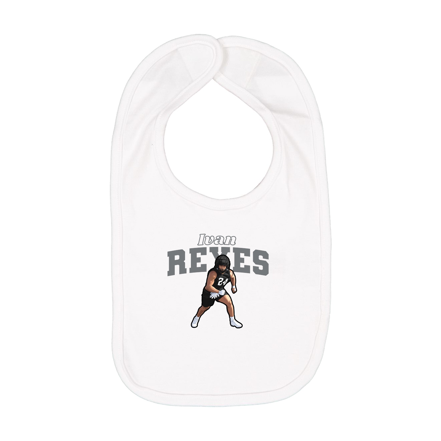 Infant Bib — Name Arch in White