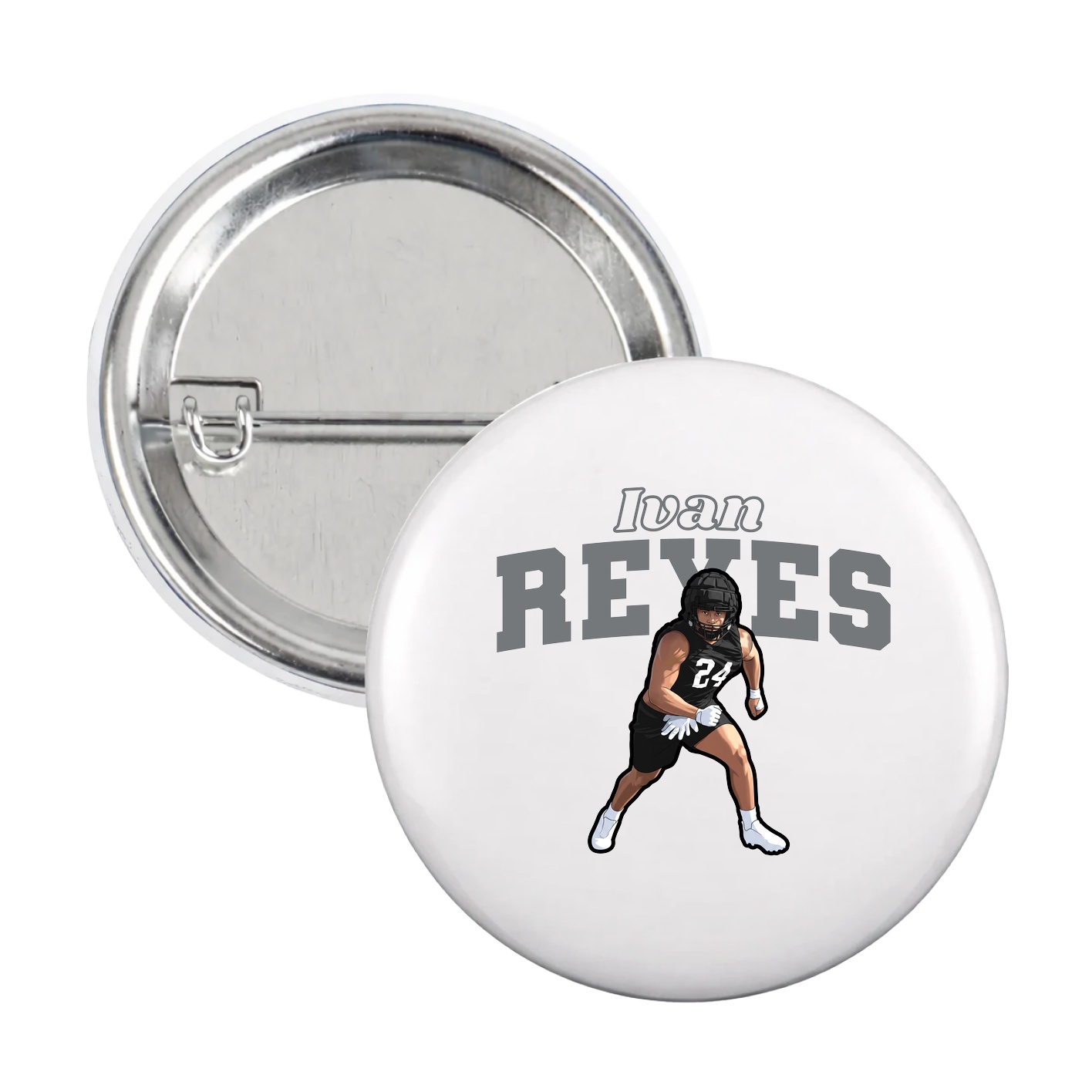Game Day Button — Name Arch in White