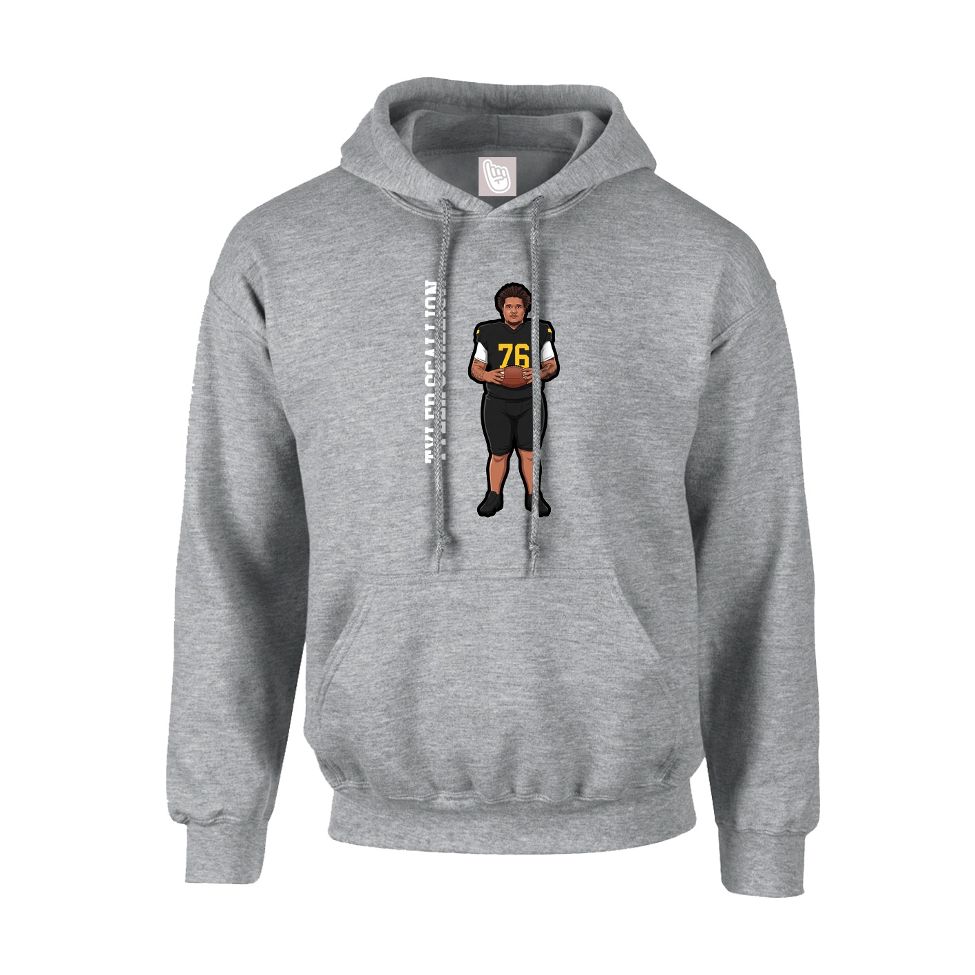 Youth Hoodie — Name Vertical in Grey