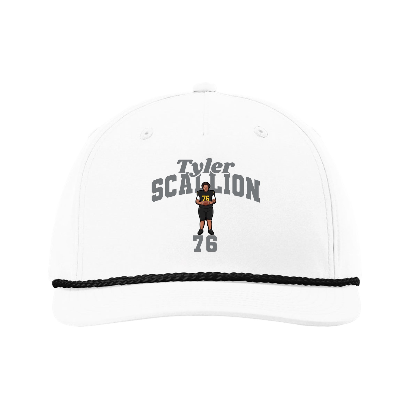 Five-Panel Classic Rope Cap — Signature Arch in White