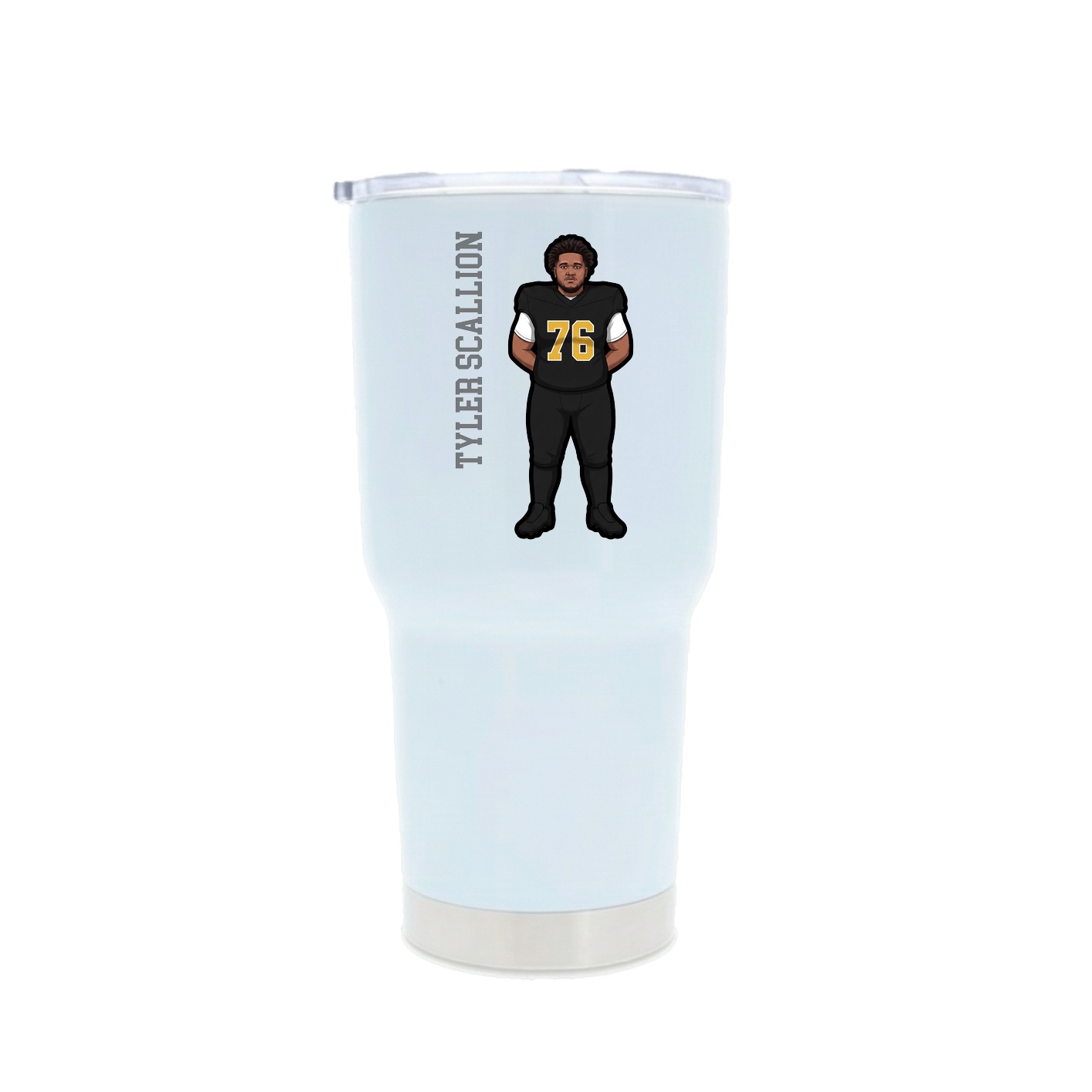 30oz Stainless Steel Tumbler — Name Vertical in White
