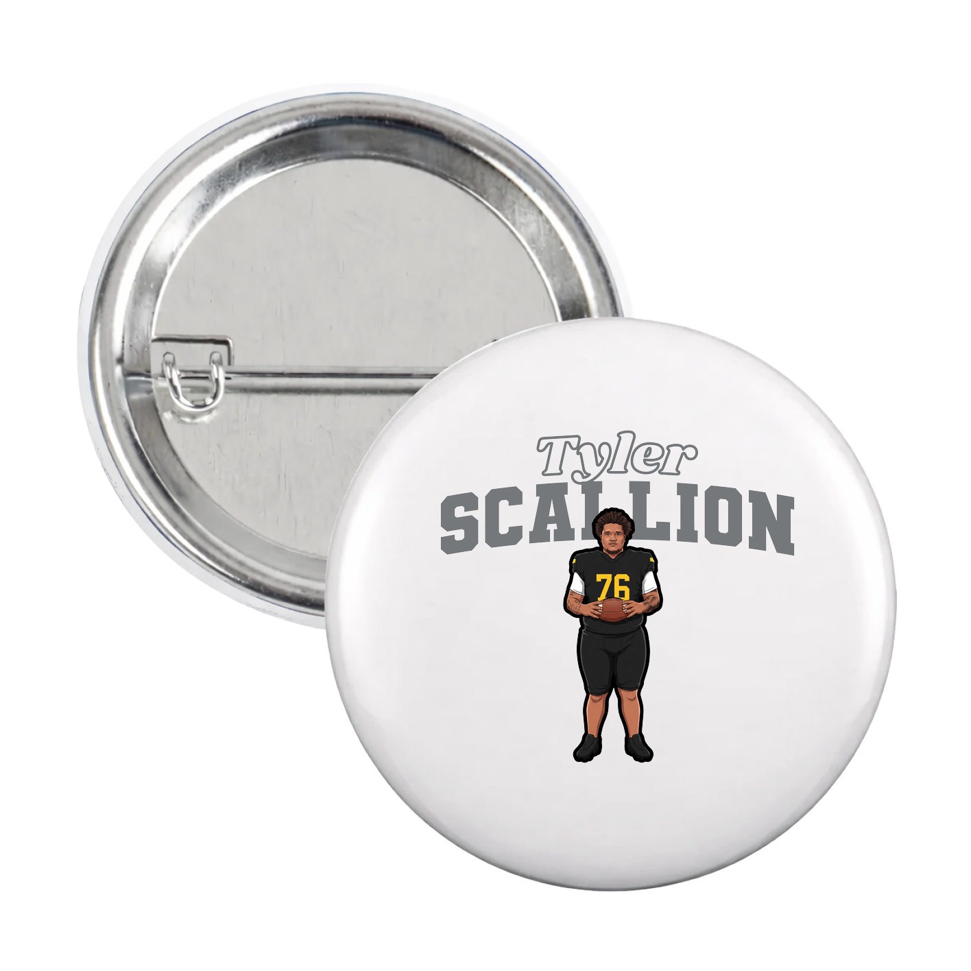 Game Day Button — Name Arch in White