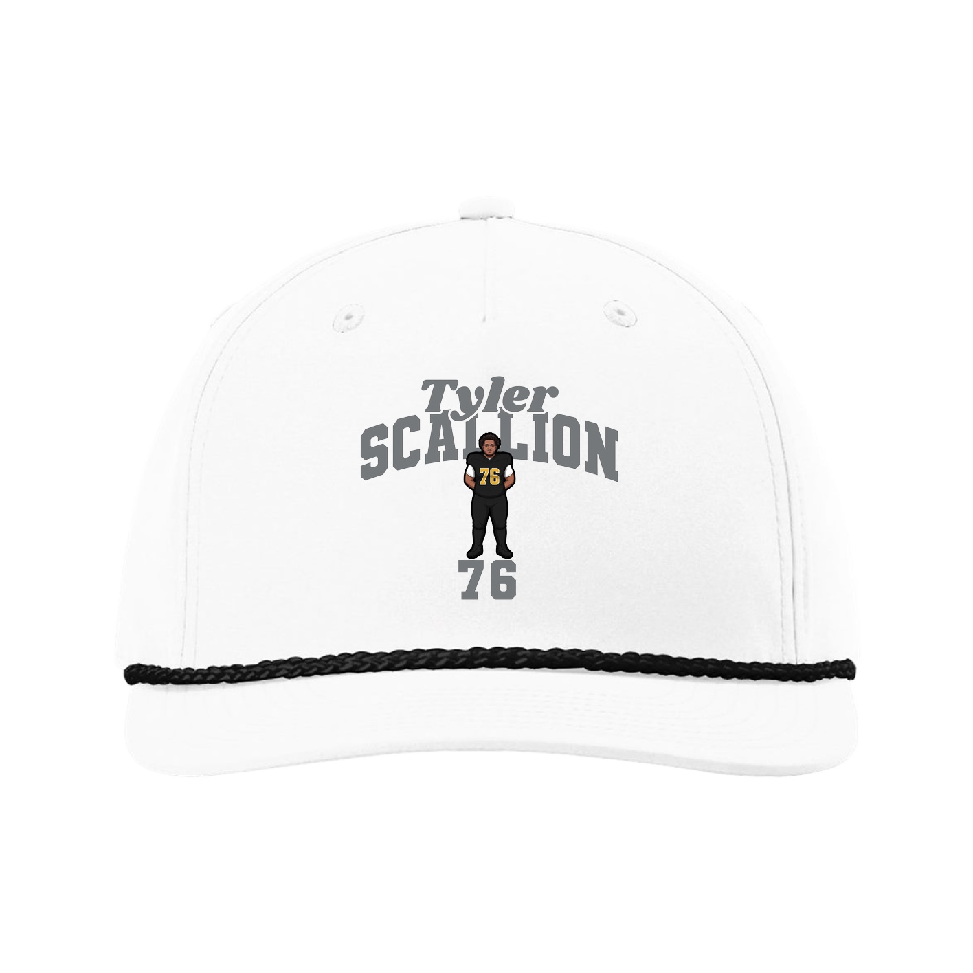 Five-Panel Classic Rope Cap — Signature Arch in White