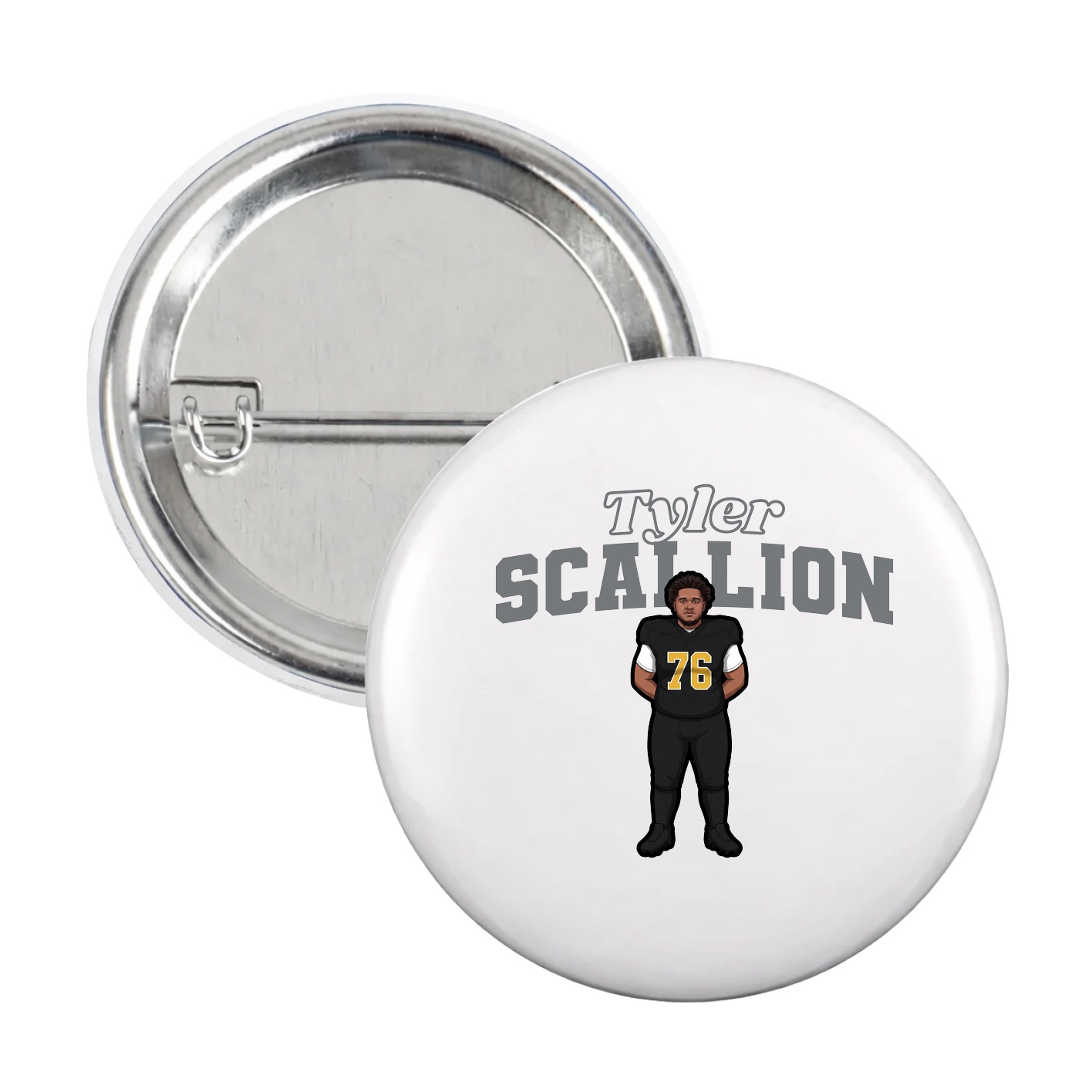 Game Day Button — Name Arch in White