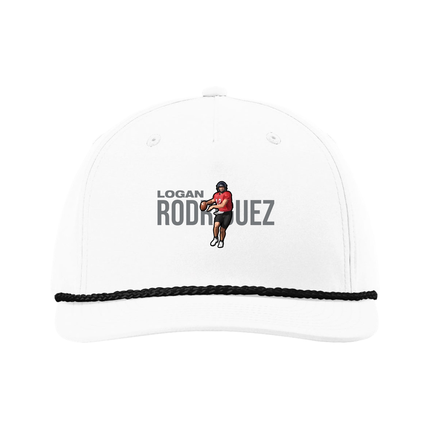 Five-Panel Classic Rope Cap — Player Name in White