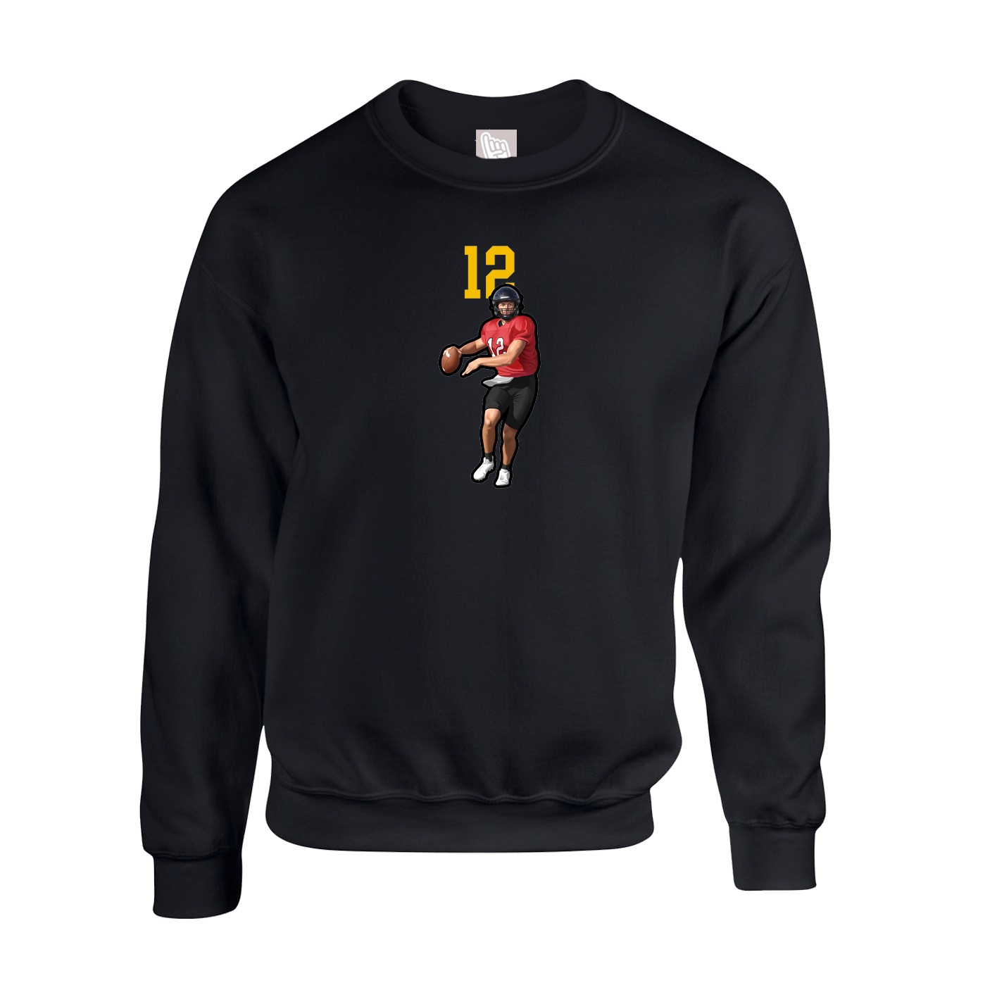 Fleece Crew — Number Top in Black