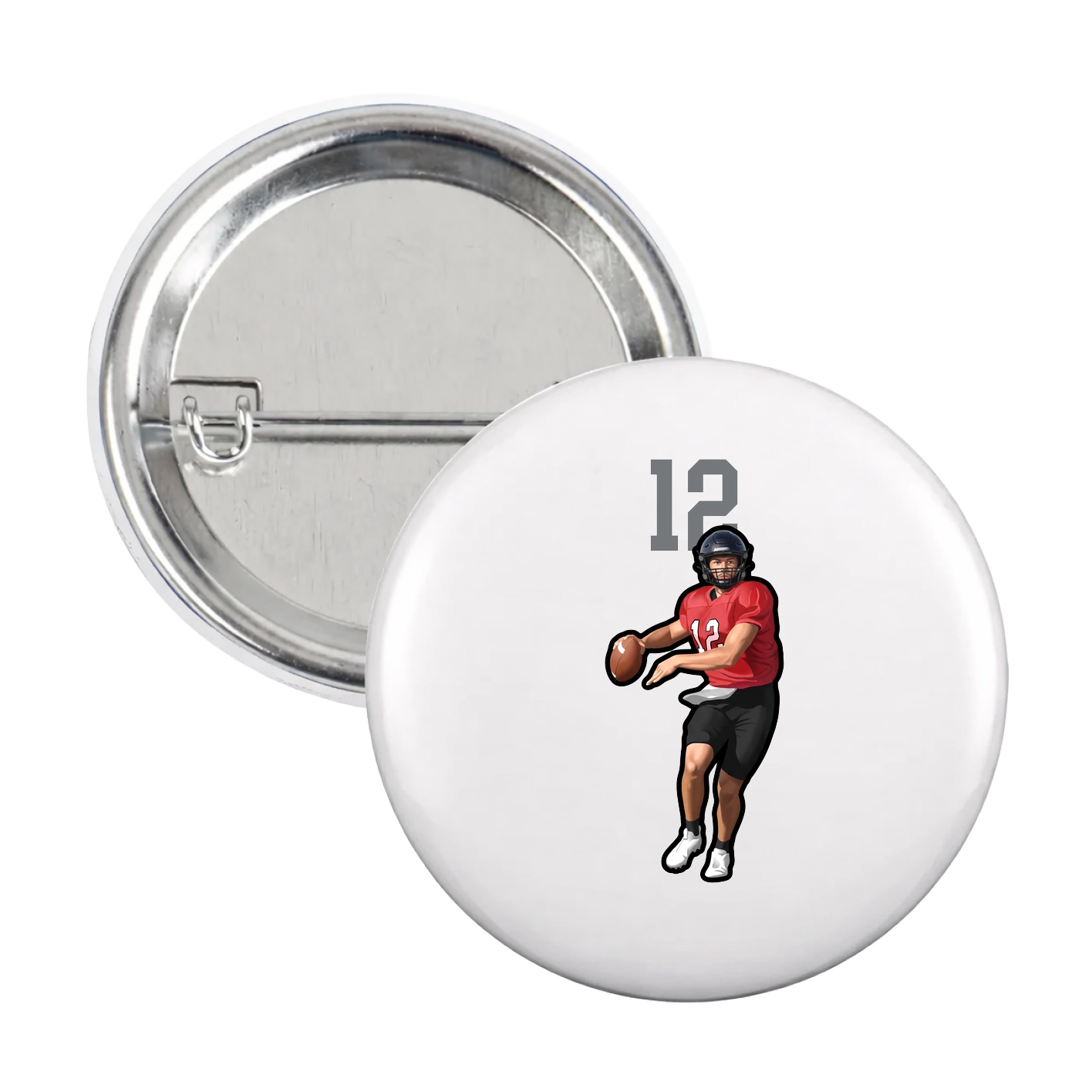 Game Day Button — Number Top in White