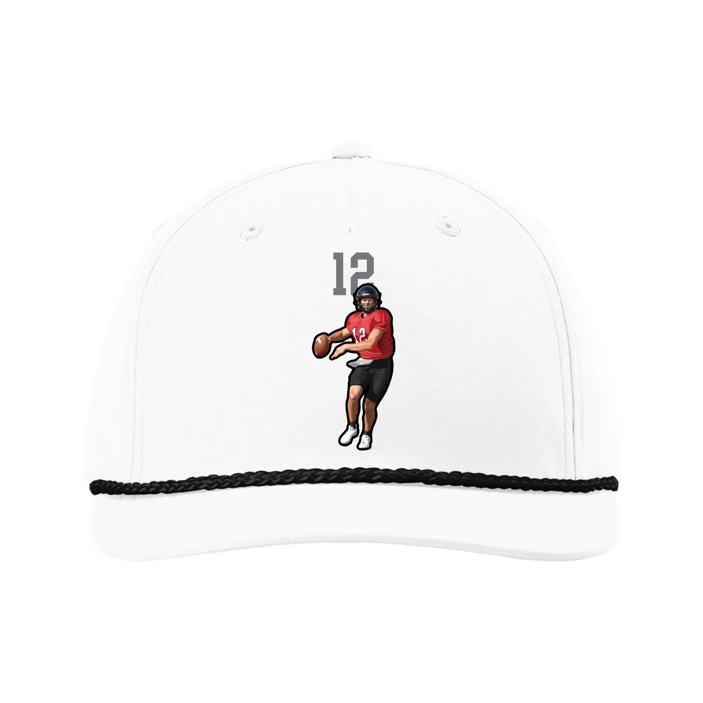 Five-Panel Classic Rope Cap — Number Top in White