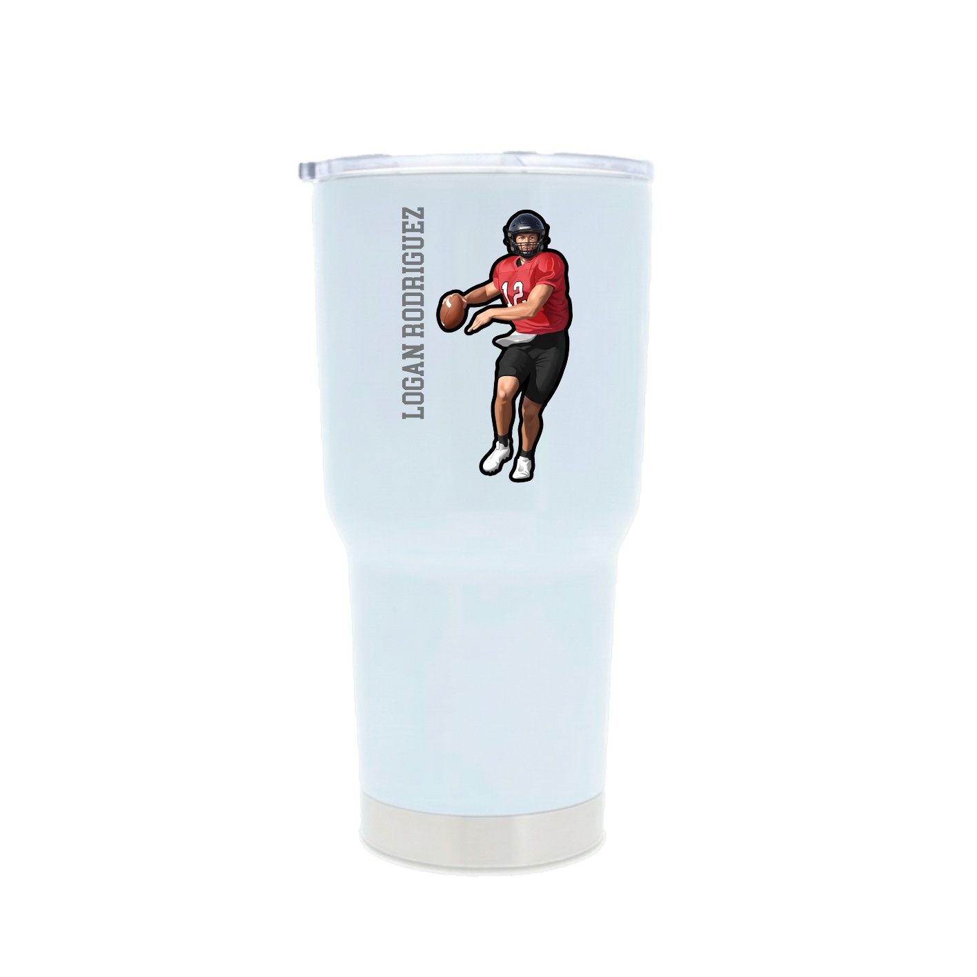 30oz Stainless Steel Tumbler — Name Vertical in White