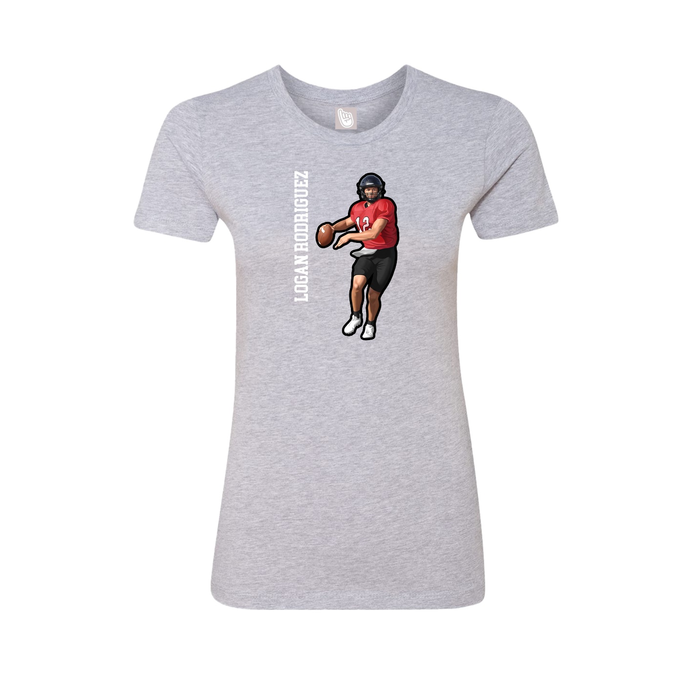 Fitted Women's Tee — Name Vertical in Grey