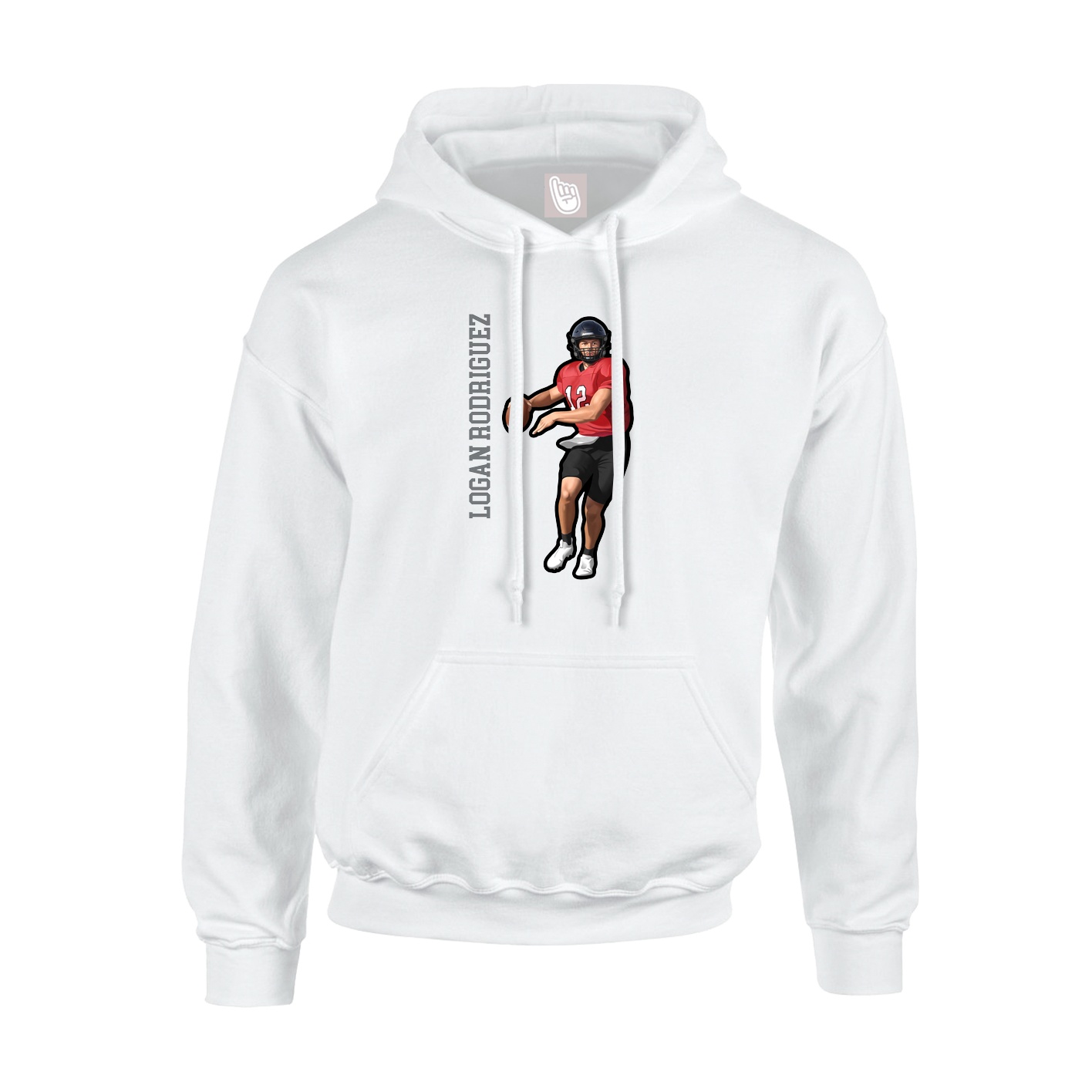Hoodie — Name Vertical in White