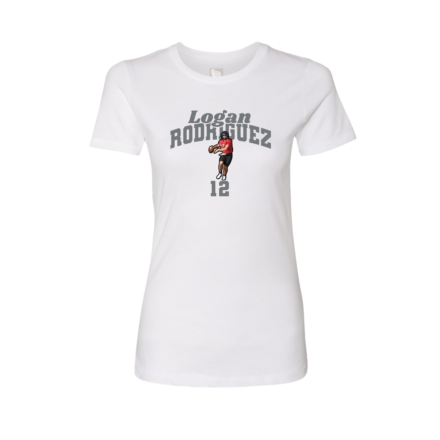 Fitted Women's Tee — Signature Arch in White