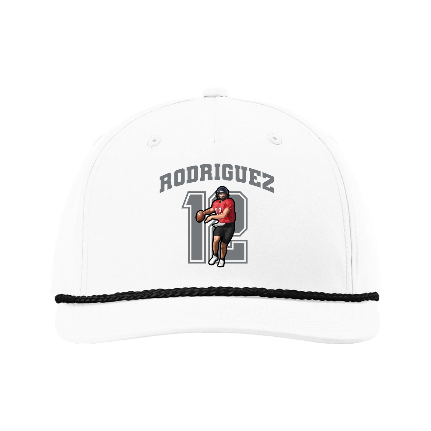 Five-Panel Classic Rope Cap — Number in White