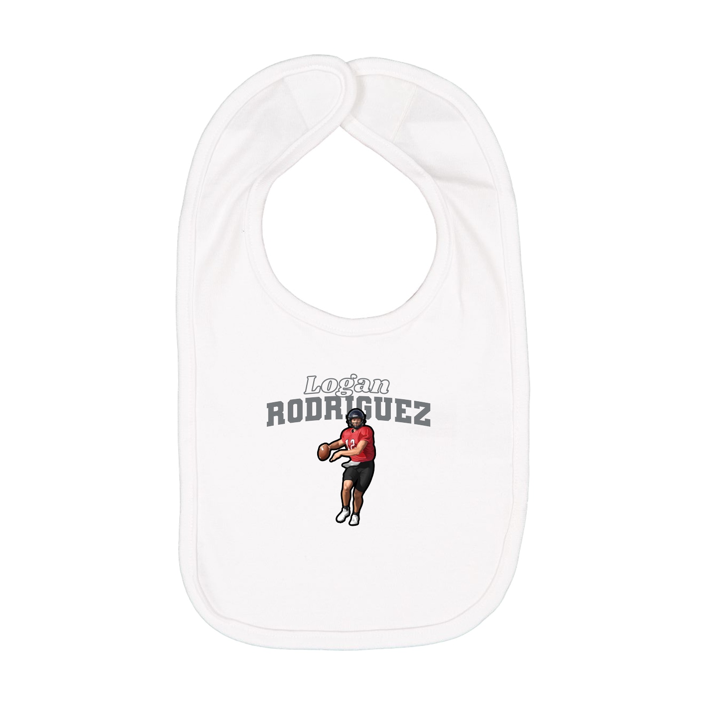 Infant Bib — Name Arch in White