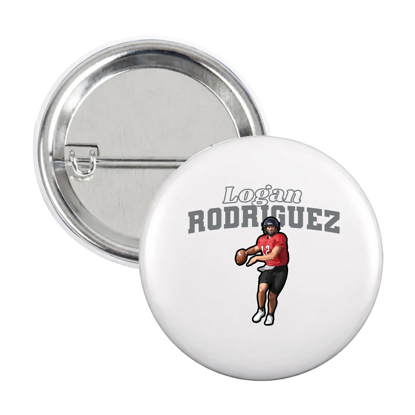 Game Day Button — Name Arch in White
