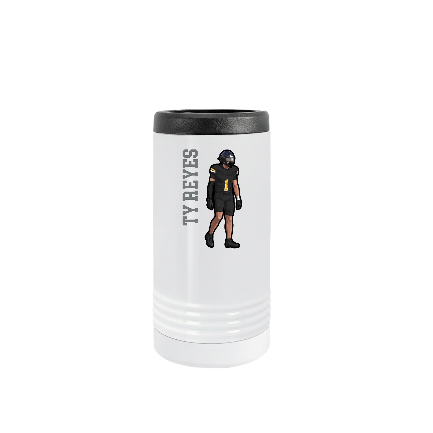 Slim Beverage Holder — Name Vertical in White