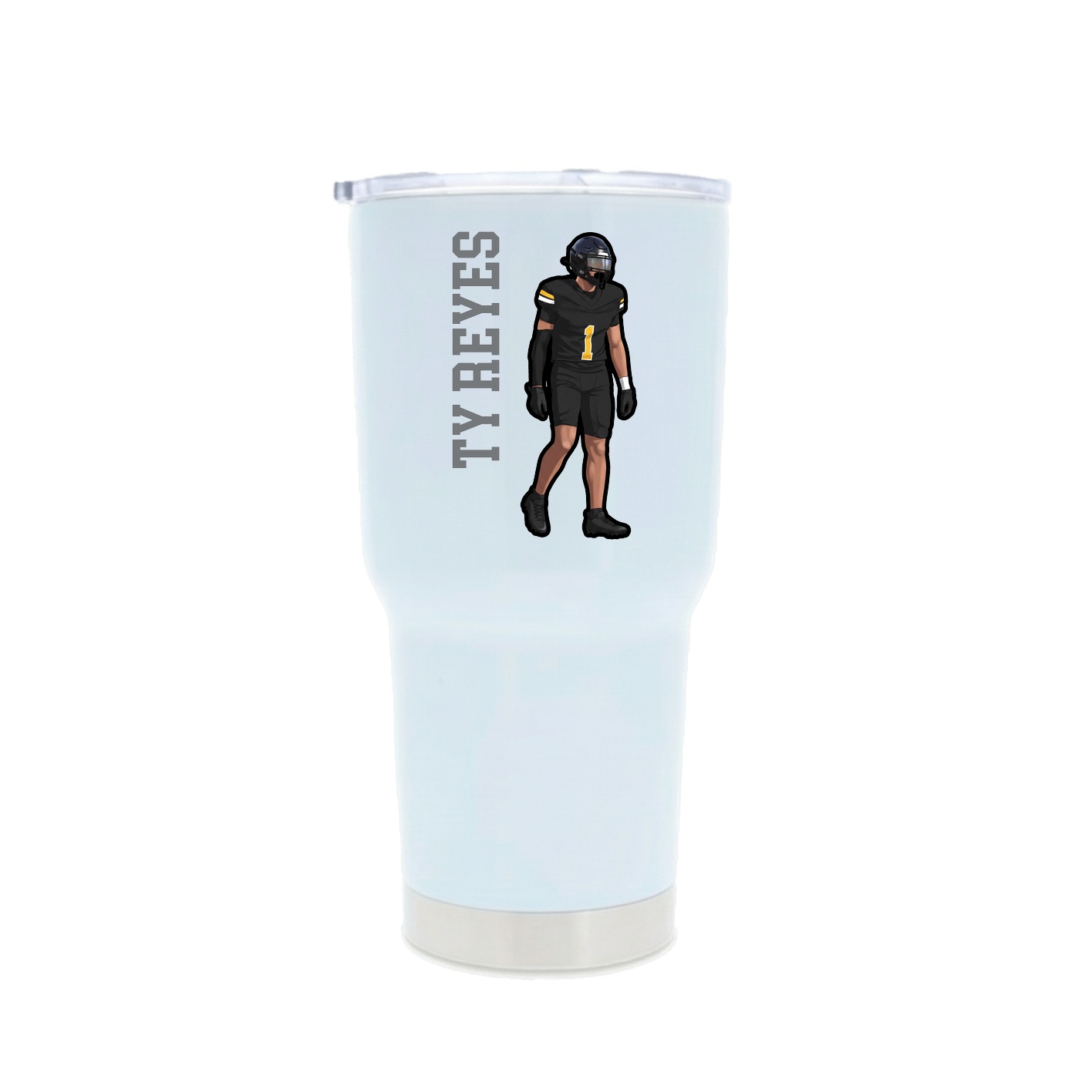 30oz Stainless Steel Tumbler — Name Vertical in White